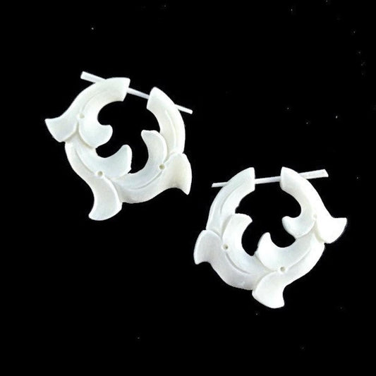 White Hoop Earrings | Bone Jewelry :|: Vine Hoop earrings. Bone Jewelry, Natural. | Bone Earrings