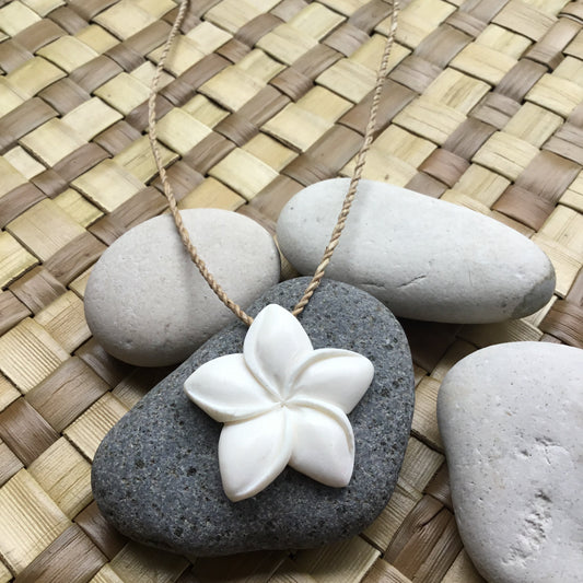 Plumeria Flower Necklace | bone jewelry.