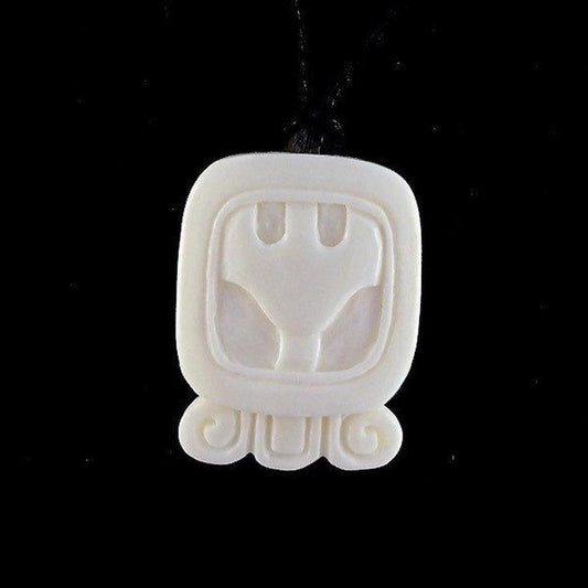 Carved Jewelry and Earrings | Bone Jewelry :|: Ben. Mayan Glyph. Bone Necklace. Carved Jewelry. | Tribal Jewelry 