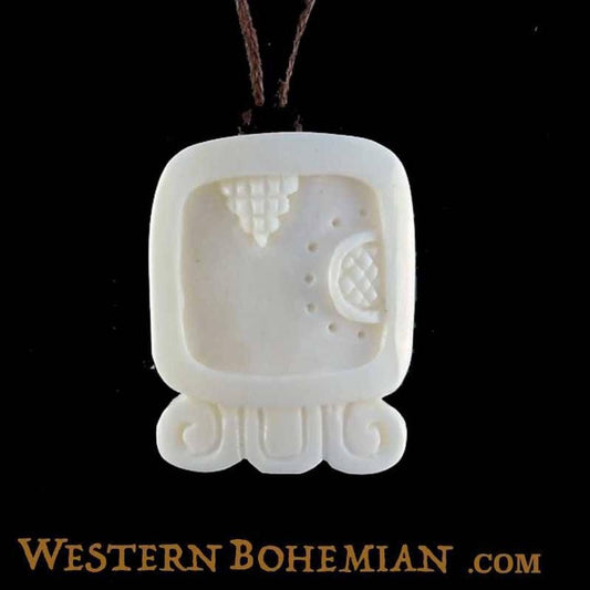 Guys Tribal Jewelry | Bone Jewelry :|: Cauac. Mayan Glyph. Bone Necklace. Carved Jewelry. | Tribal Jewelry 