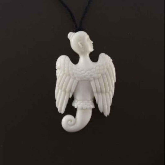 Buffalo bone Tribal Jewelry | Bone Jewelry :|: Celestial Seraphim. Bone Necklace. Carved Jewelry. | Tribal Jewelry 