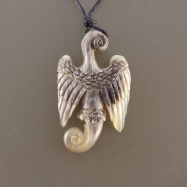 Carved Horn Jewelry | Horn Jewelry :|: Seraph. variegated horn pendant. | Natural Jewelry 