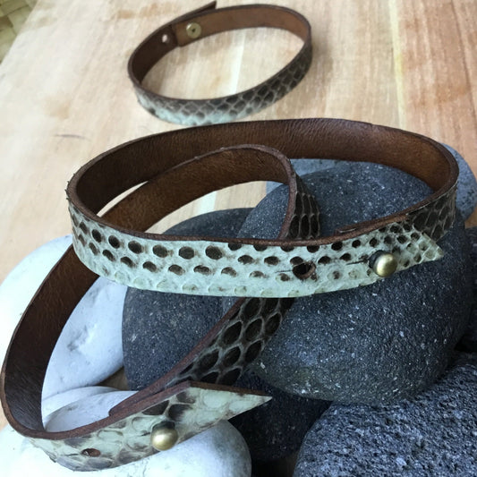 Snakeskin Leather Jewelry | Cobra anklet or armband.