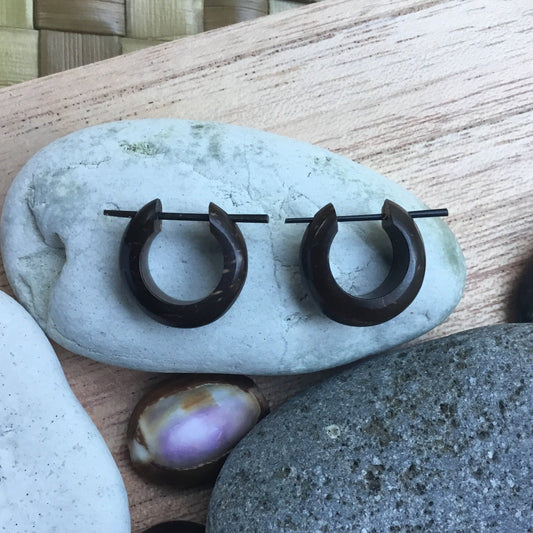 Coconut Wood Hoop Earrings | coconut earrings