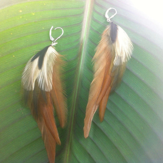 Natural Feather Earrings | Tribal Earrings :|: Desert. | Feather Earrings