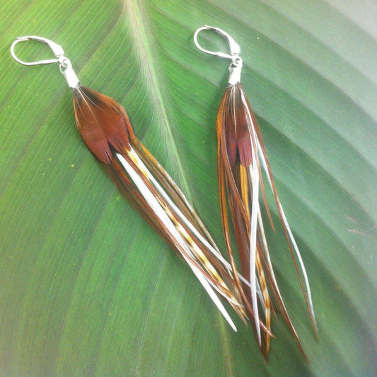 Natural Feather Earrings | Tribal Earrings :|: Forest Nymph. | Feather Earrings
