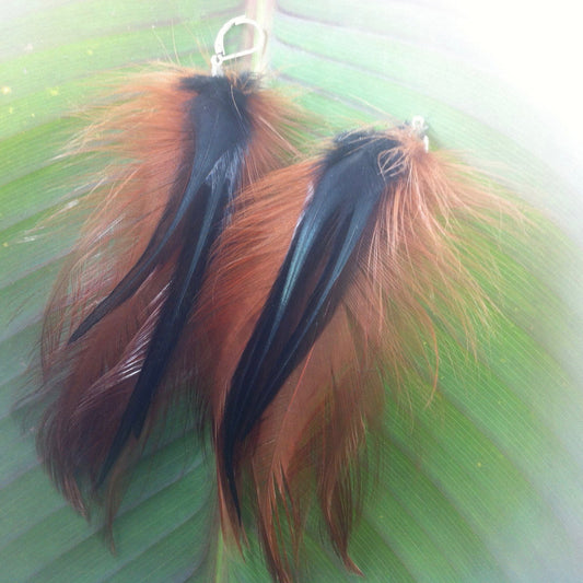 Hanging Feather Earrings | Tribal Earrings :|: Fox. | Feather Earrings