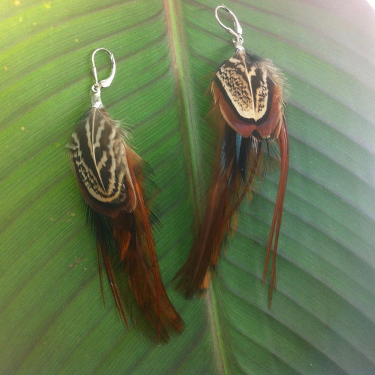 Feather Natural Earrings | Tribal Earrings :|: Woodland Earth.