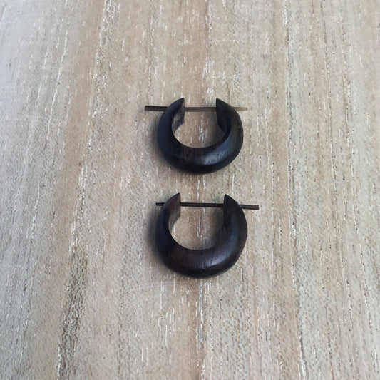 Small Wooden Earrings | guys earrings, hoop, wood.
