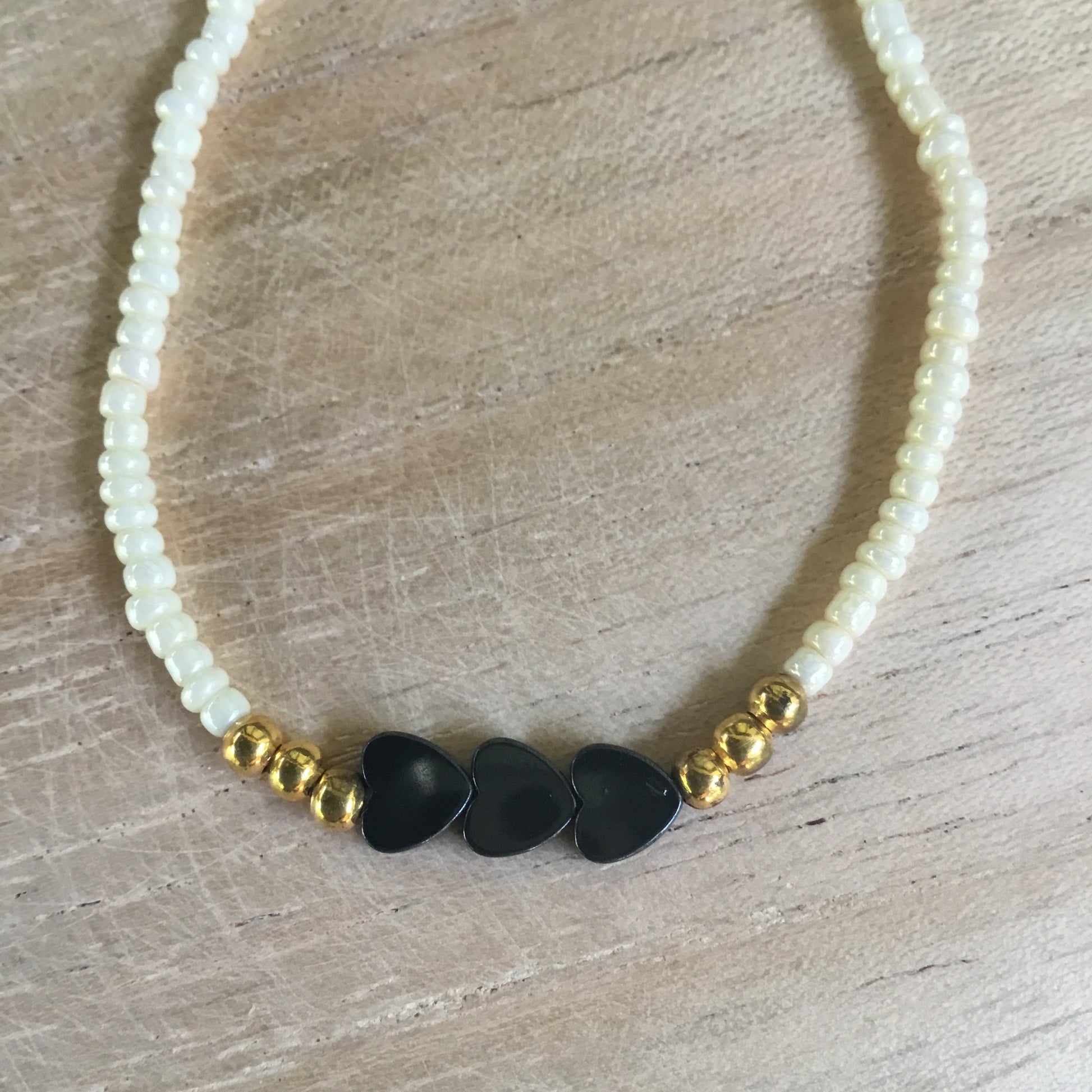 black heart and pearl bracelet