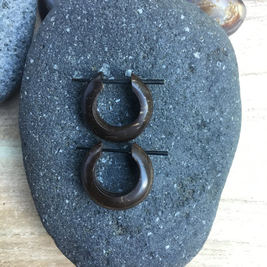 Brown Carved Jewelry and Earrings | hoop-earrings-coconut