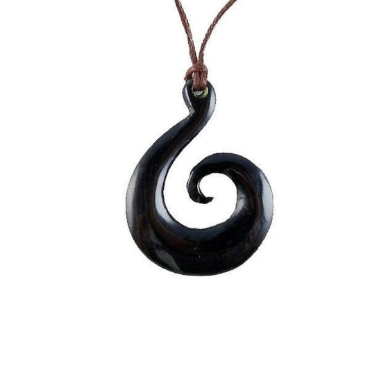 Organic Carved Jewelry and Earrings | Horn Jewelry :|: Maori Spiral of Life. Horn Necklace. Carved Jewelry. | Tribal Jewelry 