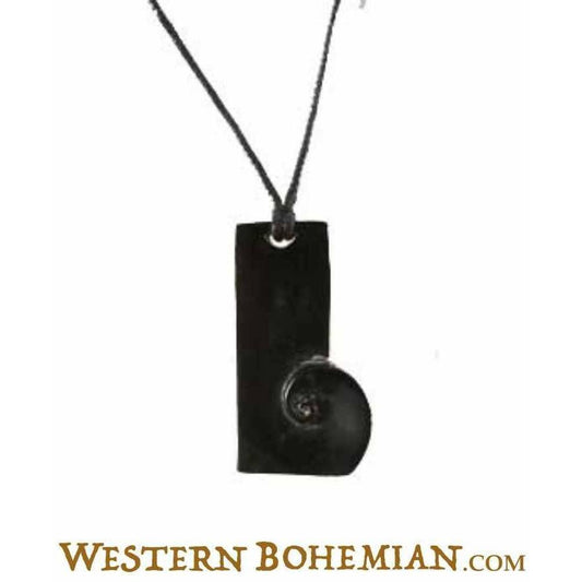 Black Boho Jewelry | Tribal Jewelry :|: Water Buffalo Horn pendant. | Guys Necklaces