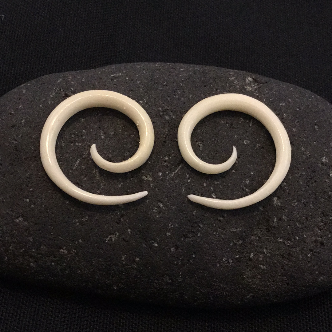 Body Jewelry :|: Spiral. Bone 8g gauge earrings.