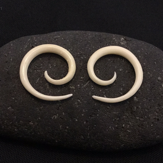 Unisex Bone Body Jewelry | 8 Gauge Earrings :|: Spiral. Bone 8g, Organic Body Jewelry. | Bone Body Jewelry