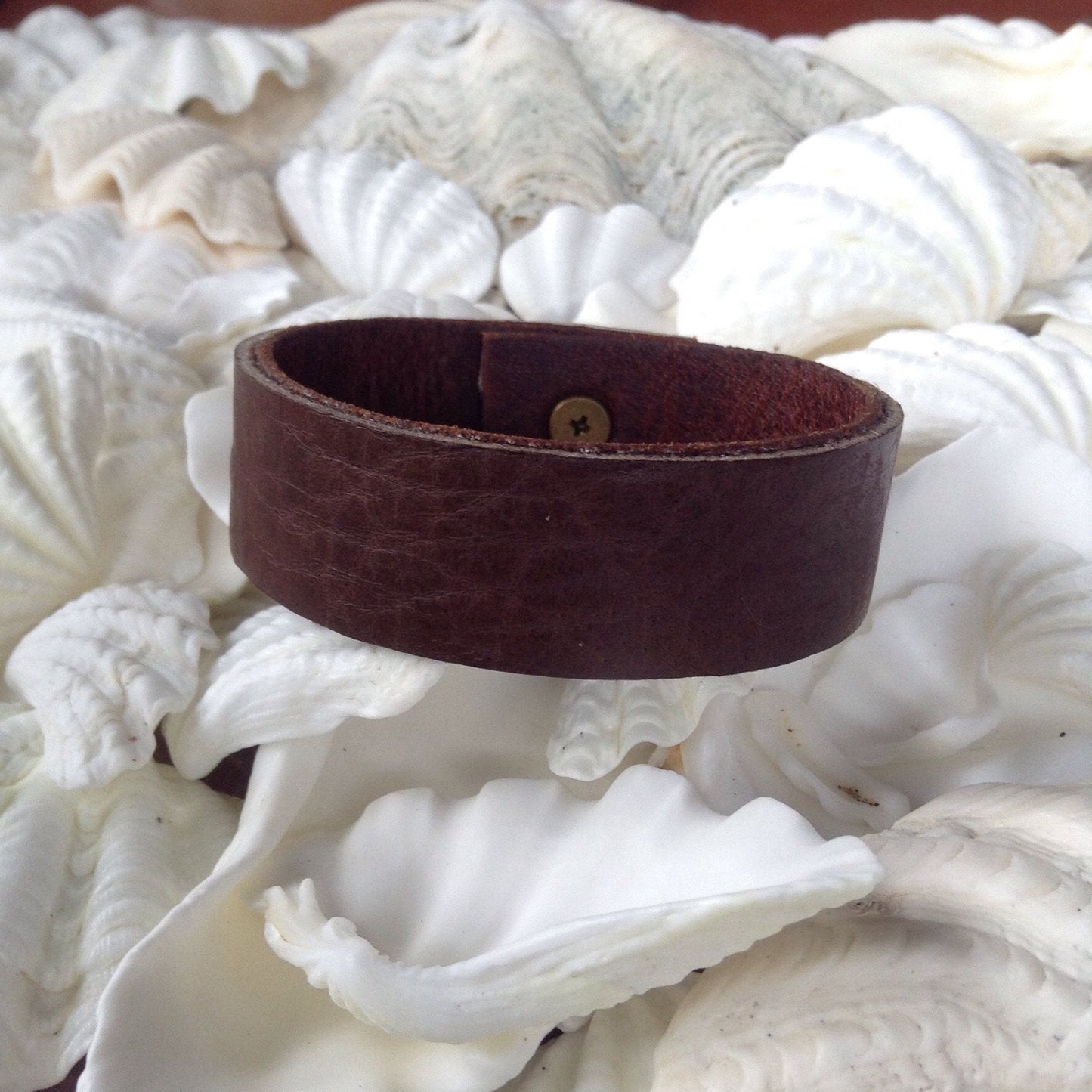 Bison leather and oiled deerskin bracelet.