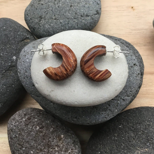 Sterling silver Coconut Earrings | natural hoop earrings.
