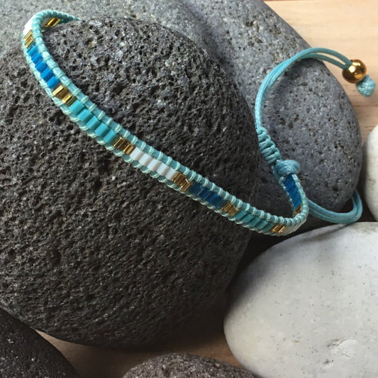 Stackable Bead Bracelets | ocean blue bracelet, beaded, adjustable.