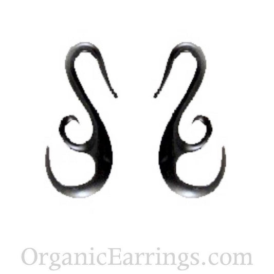 Buffalo horn Gauges | Gauged Earrings :|: Black french hook, 8 gauge earrings
