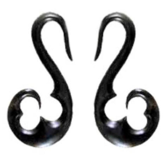Buffalo horn Gauges | Gauge Earrings :|: French Hook, black. 6 gauge earrings.
