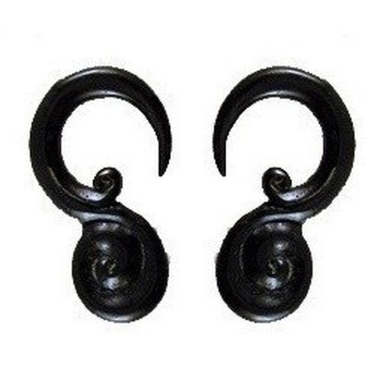 Buffalo horn Hawaiian Island Jewelry | Body Jewelry :|: Black 2 gauge earrings