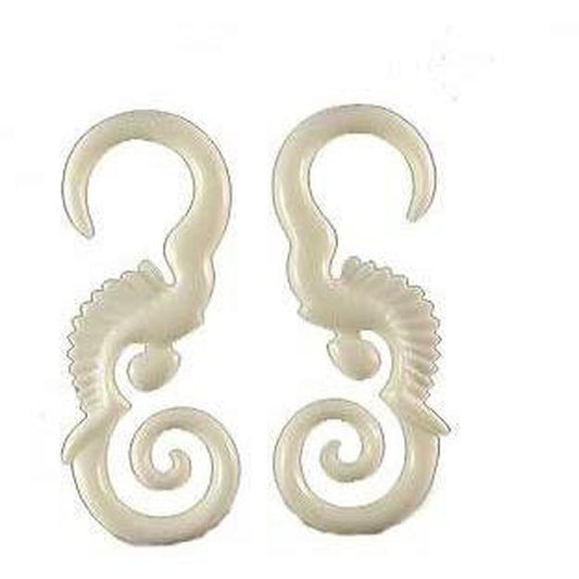 For stretched ears Tribal Body Jewelry | Gauges :|: Water Buffalo Bone, 6 gauged earrings. | 6 Gauge Earrings