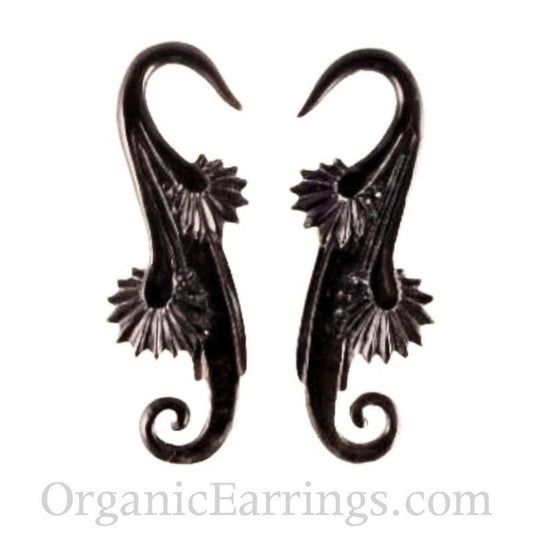 Large Black Body Jewelry | Wood or horn gauge earrings. | Gauges :|: Willow, 8 gauge earrings, black.