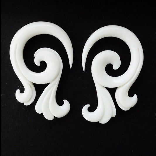 4g Bone Earrings | Gauges :|: Celestial Talon. 4 gauge bone. 1 inch W X 1 5/8 inch L | 4 Gauge Earrings