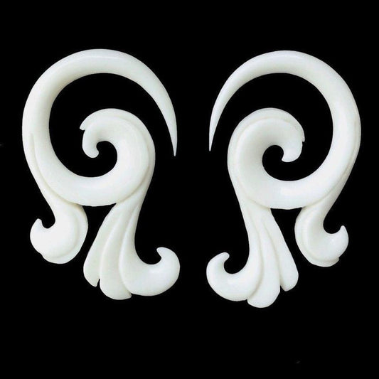 White Tribal Body Jewelry | Gauge Earrings :|: Celestial Talon. Bone 6g, Organic Body Jewelry. | Piercing Jewelry