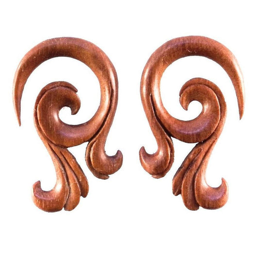 Piercing All Wood Earrings | 4 Gauge Earrings :|: Celestial Talon. Sapote Wood 4g, Organic Body Jewelry. | Wood Body Jewelry