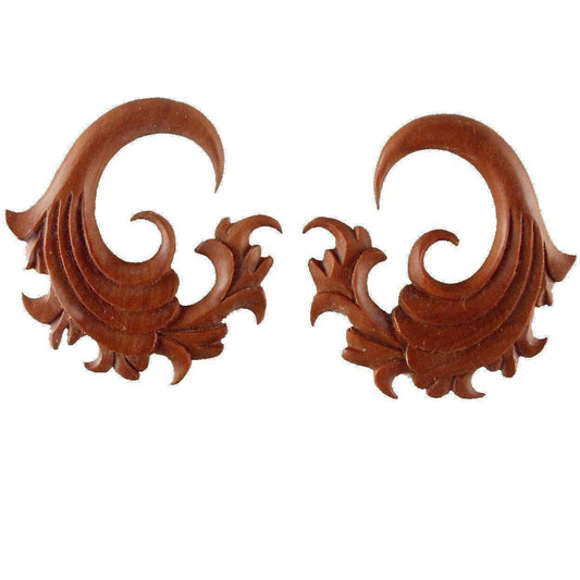 Sapote wood Gauge Earrings | Gauge Earrings :|: Fire. Fruit Wood 0g gauge earrings.