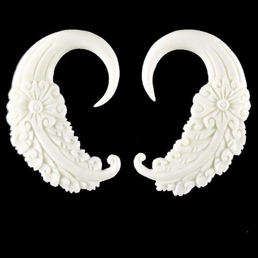 For stretched ears Hawaiian Island Jewelry | Gauges :|: Cloud Dream. 4 gauge Bone Earrings. 1 1/4 inch W X 1 3/4 inch L | Body Jewelry