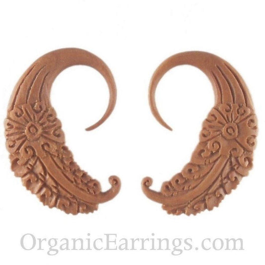 Sapote wood Earrings for stretched ears | Gauge Earrings :|: Day Dream. Fruit Wood 10g gauge earrings.