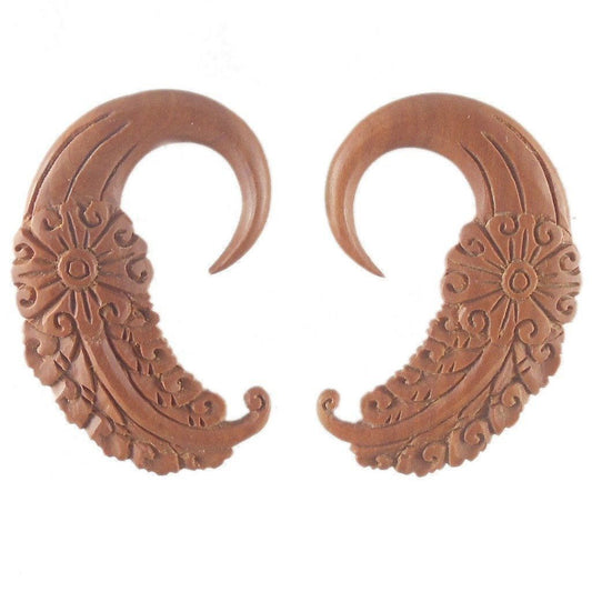 2g Earrings for Sensitive Ears and Hypoallerganic Earrings | Body Jewelry :|: Cloud Dream. Sapote Wood 2g, Organic Body Jewelry. | Wood Body Jewelry