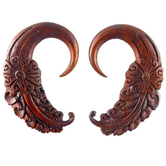 For stretched ears Gauge Earrings | 00 Gauge Earrings :|: Cloud Dream. Rosewood 00g, Organic Body Jewelry. | Wood Body Jewelry