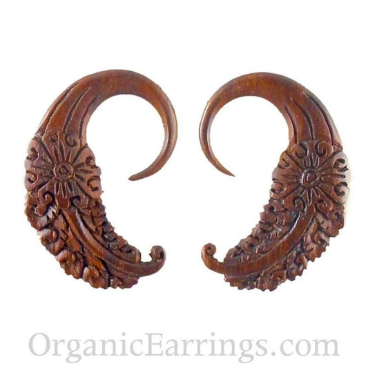 Brown Wood Body Jewelry | Gauges :|: Cloud Dream. 8 gauge Rosewood Earrings. 1 1/4 inch W X 1 3/4 inch L | Wood Body Jewelry