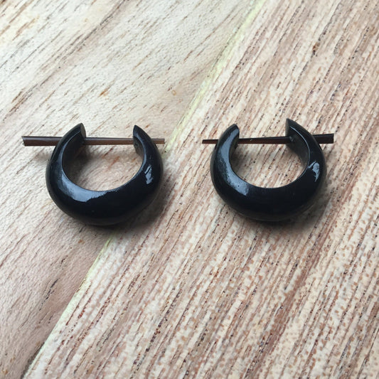 Buffalo horn Hawaiian Island Jewelry | small black hoop earrings