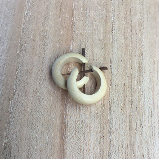Ivory color Carved Jewelry and Earrings | small hoop earrings, wood.