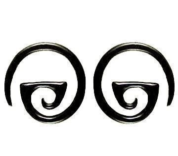 Boho Gauge Earrings | Body Jewelry :|: Angular Spiral. Ebony wood 4g gauge earrings.