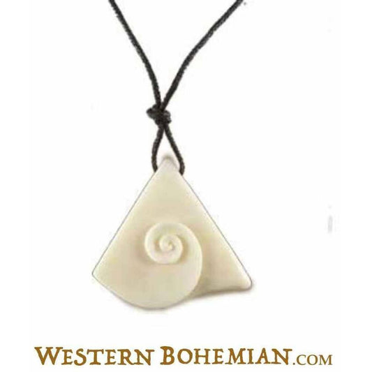 White Tribal Jewelry | Bone Jewelry :|: Inner Spiral. Bone Necklace. Carved Jewelry. | Tribal Jewelry 