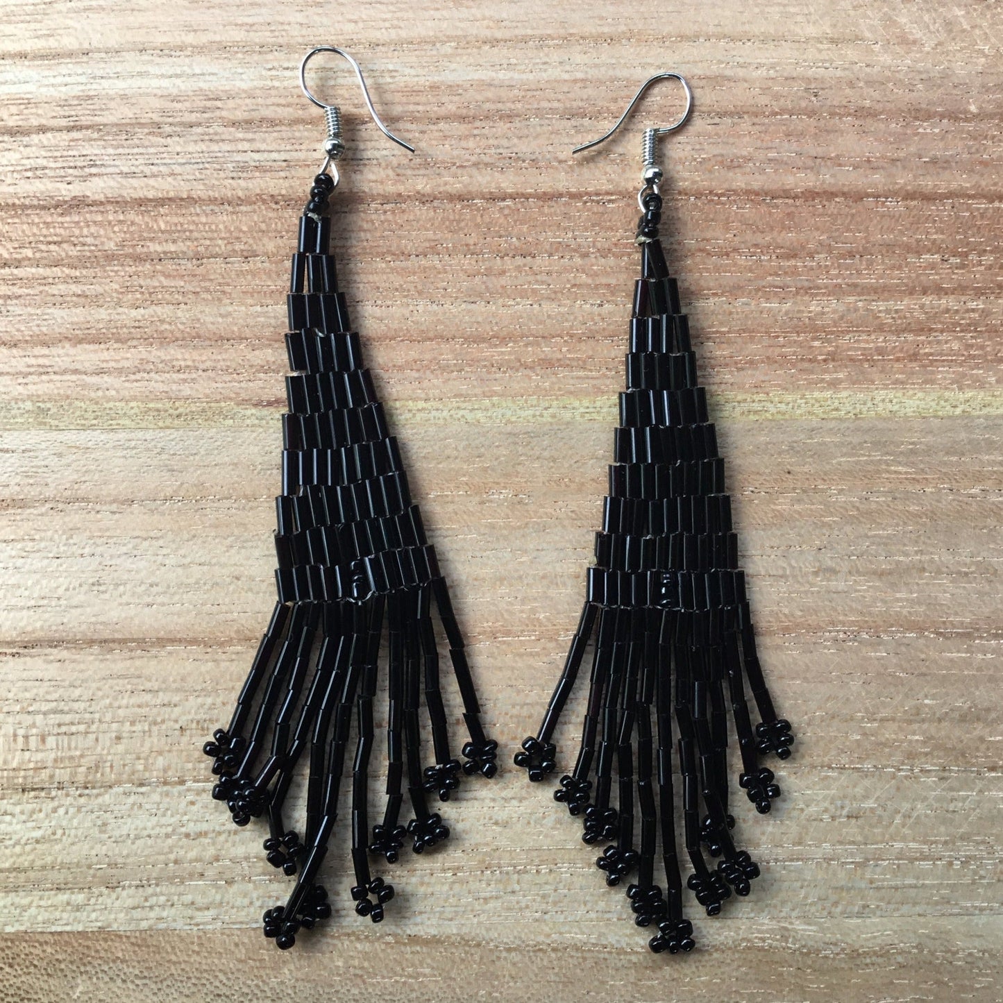 super long earrings, black.