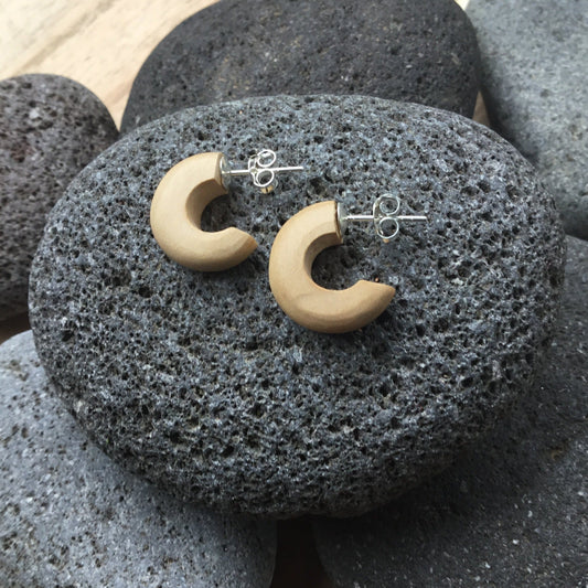 Ivory color Hoop Earrings | tiny wood hoop earrings.