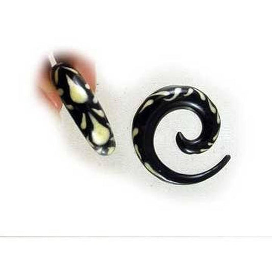 For stretched ears Tribal Body Jewelry | Gauged Earrings :|: Water Buffalo Horn Spirals, 00 gauge, $38 | Spiral Body Jewelry