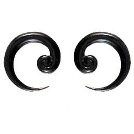 Black Gauge Hoop Earrings | Organic Body Jewelry :|: Talon Spiral. Horn 2g, Organic Body Jewelry. | Gauges