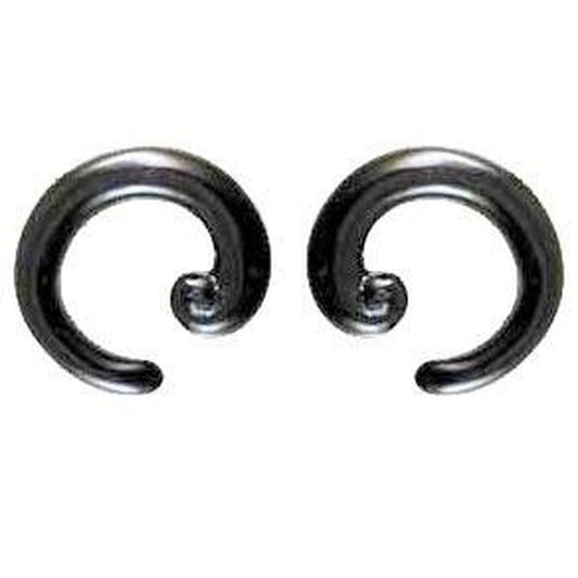 Stretcher earrings Horn Jewelry | Body Jewelry :|: Black size 0 gauge earrings
