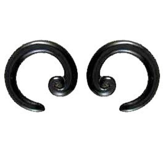 Black Earrings for stretched lobes | Piercing Jewelry :|: Horn, 2 gauge earrings.