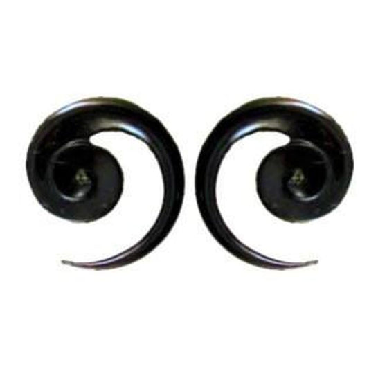 Maori Earrings for stretched lobes | Gauge Earrings :|: Black 2 gauge earrings