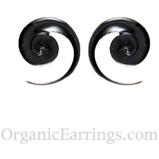 Carved Gauges | Body Jewelry :|: black spiral 8 gauge earrings.