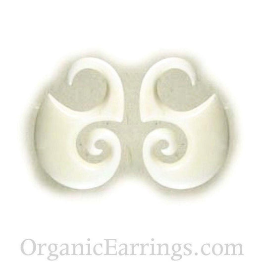 White Gage Earrings | Bone Jewelry :|: Borneo Curve. Bone 10g, Organic Body Jewelry. | Piercing Jewelry