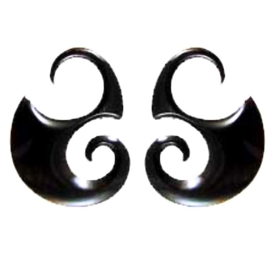 Borneo Earrings for stretched ears | Gauge Earrings :|: Borneo Curve. Horn 10g gauge earrings.